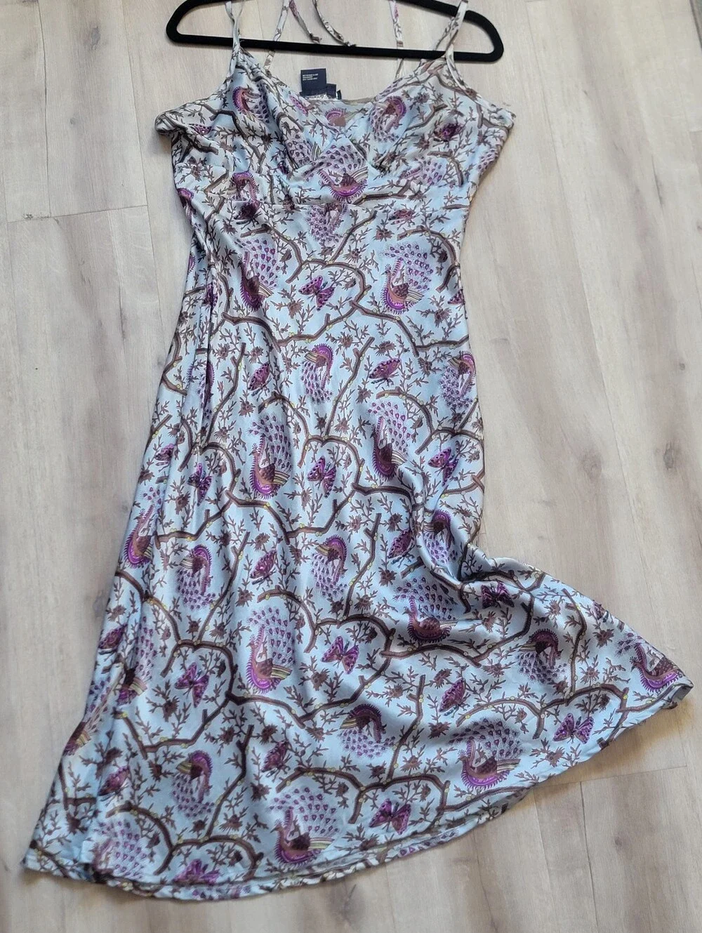 VTG Tristan & Iseut 100% Silk Beaded Peacock Butterfly Dress Size 14 Whimsigoth - Picture 1 of 5